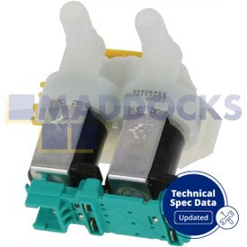 No Longer Available. Order 100-BS-94336 [Genuine Original Bosch B1, WAS, WLF, WLX; Siemens WM10, WM14, WM16, WS10 Series 'WKNSHM0012(00)' Type Washing Machine 2-Way Twin Magnetic Water Solenoid Valve]