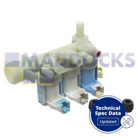 Genuine Original Smeg "4 Hopper" Type AWI7, WDF14, WDI14 Series Washer Dryer Water Solenoid Valve