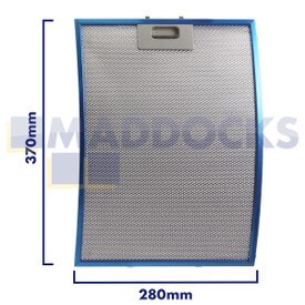 Filtro de coifa de malha de arame universal, comprimento lateral da alça 280 mm, comprimento lateral liso 370 mm, compatível com Teka