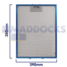 Filtro de coifa de malha de arame universal, comprimento lateral da alça 290 mm, comprimento lateral liso 380 mm, compatível com Elica