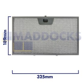 Filtro de coifa de malha de arame universal, comprimento lateral da alça 325 mm, comprimento lateral liso 189 mm, compatível com Faber