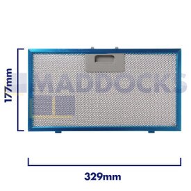 Filtro de coifa de malha de arame universal, comprimento lateral da alça 329 mm, comprimento lateral liso 177 mm, compatível com Elica