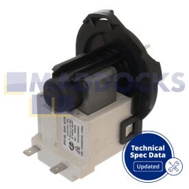 Genuine Original Vestel BPX2-69L Type Twist & Screw Fixing, 2 Separate, Bottom Positioned Rear Facing Terminals Dishwasher Multi-Model Fitting Drain Pump Base
