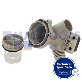 Genuine Original Vestel Twin Front Facing Terminals Multi-Model Fitting Washing Machine Drain Pump Base & Filter Housing