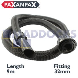 Conjunto de mangueira de extensão de aspirador de pó preto universal Numatic (compatível com 32 mm, estica até 9 m)