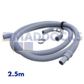 Mangueira de drenagem universal com kit de extensão de extremidade moldada (comprimento de 2,5 m, encaixe de 19 mm e 22 mm)