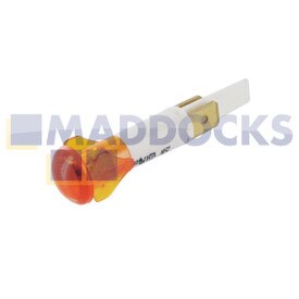 Lâmpada indicadora de néon de lente redonda tipo âmbar laranja universal de 10 mm com terminais de conector de pá de etiqueta Faston de encaixe duplo (220 V-240 V)