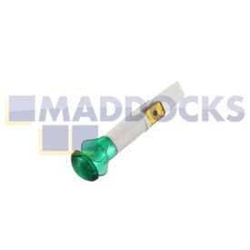 Lâmpada indicadora de néon de lente redonda tipo 10mm verde universal com terminais de conector de pá de etiqueta Faston de encaixe duplo (220V-240V)
