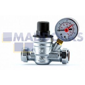Universal 22mm Pressure Reducing Thermostatic Radiator Valve With Gauge