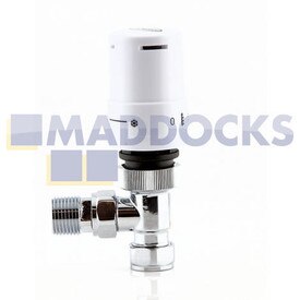 Universal White Angled Thermostatic Radiator Valve 10-15mm