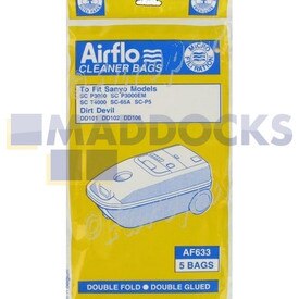 No Longer Available. Order 46-VB-633 [Compatible for Airflo AF633 ‘Sanyo SC3000’ Paper Bags (Pack of 5)]