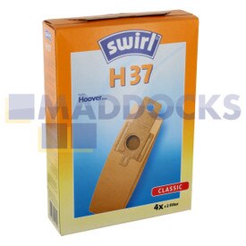 Tipo de redemoinho compatível 'H37' para Hoover 'H20/H20A' Purepower, U3100, U3200, U3300, U3400, U3500, PU2100, DM4483; Sacos de papel da série vertical Daewoo (pacote de 4 + 2 filtros)