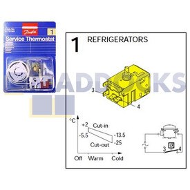 Genuine Original Danfoss 1 Thermostat Kit for Refrigerators with 1.3m Capillary (077B7001)