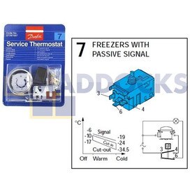 Genuine Original Danfoss 7 Thermostat Kit for Freezers With a Passive Signal with 2.3m Capillary (077B7007)