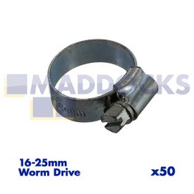 Braçadeira de clipe de mangueira universal 'tamanho 0' 16-25mm Worm Drive (embalagem de 50)
