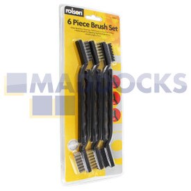 Ferramentas genuínas Rolson originais em latão, nylon e aço 175mm (7") conjunto de escovas de arame abrasivo (embalagem de 6)
