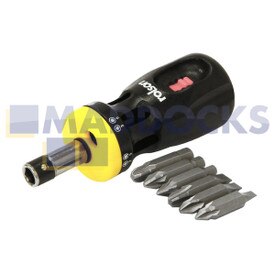 Genuine Original Rolson Tools 12 in 1 Stubby Screwdriver with Rachet Action