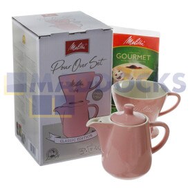 Genuine Original Melitta 1x4 Rose Classic Edition Pour Over Porcelain Cone & Jug Set & 5x 1x4 Original Filters