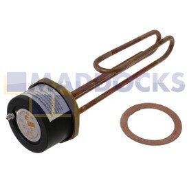 Elemento de imersão em cobre de 11" aprovado pela BEAB universal fornecido com termostato reajustável de 7" (3000W)