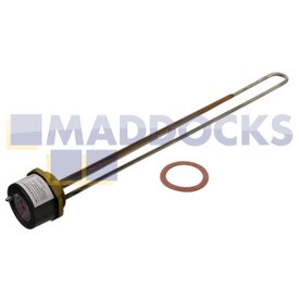 Elemento de imersão Incoloy de 27" aprovado universal pela BEAB para uso em água dura fornecido com termostato reajustável de 18" (3000W)
