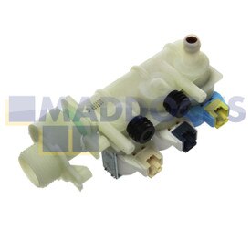Genuine Original Indesit, Hotpoint BHWD, BWD, CAWD, CDE, IWDE Series Solenoid Valve (3-Way 90°, Internal Diameter Output: 10mm, Capacity: 7l/min, Connectors: RTS2.5, Volt / Hz: 220/240V - 50/60Hz)
