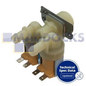 Genuine Original LG WD, F1622GD5.ALSQEUK Type Washing Machine 2-Way Twin Cold Water Solenoid Valve (220V-240V, 50Hz-60Hz)