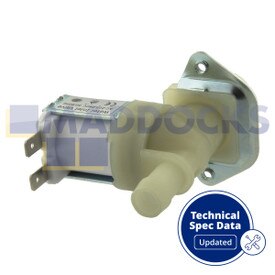 Válvula solenóide universal (1 via 180°, saída de diâmetro interno: 10,5 mm, capacidade: 8 l/min, conectores: guias, 220V-240V, 50Hz)