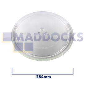 Prato de vidro giratório de micro-ondas universal com 6 fixadores (284 mm)