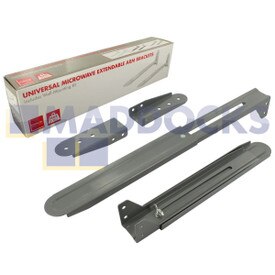 No Longer Available. Order 75-UN-18 [Universal Retail Packed Silver Finished Microwave Extendable Arm Brackets & Fixings Wall-Mounting Kit]